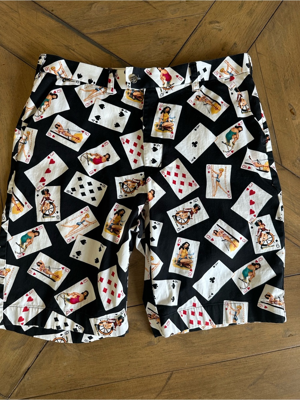 Loudmouth Shorts Mens 36 Golf Pin Up Cards Poker Chino Stretch Performance Black